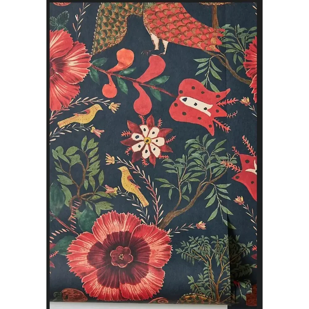 Anthropologie MINDTHEGAP Folk Szekely Floral Dark Wallpaper